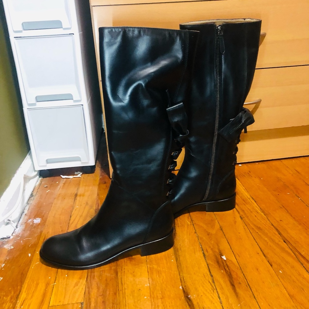 Valentino Leather Knee-High Riding Boots - Picture 3 of 9